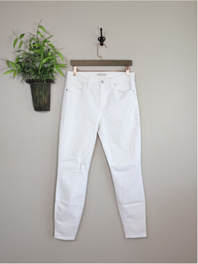 Madewell 30 High Riser Skinny Jeans White Wash Super Stretch Preppy